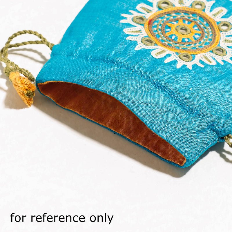 Kalo Rashka Kala Raksha Pakko Hand Embroidery Potli Bag - India Meets India
