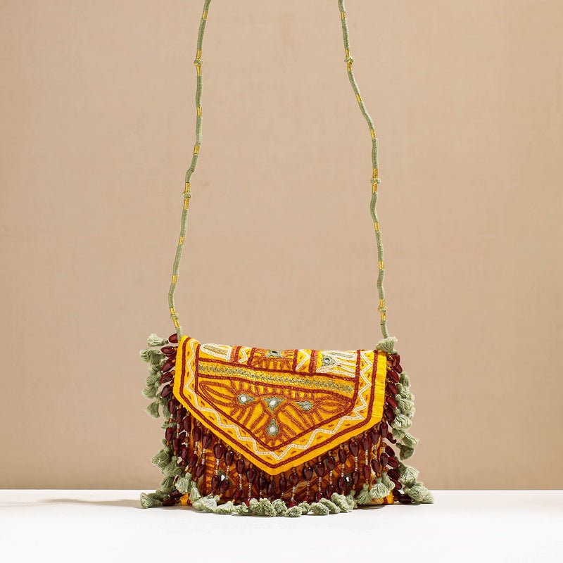 Kalo Rashka Kala Raksha Rabari Hand Embroidery Sling Bag - India Meets India