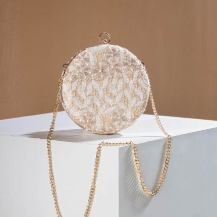 Chikankari Zari Hand Embroidered Tussar Silk Clutch/Sling Bag