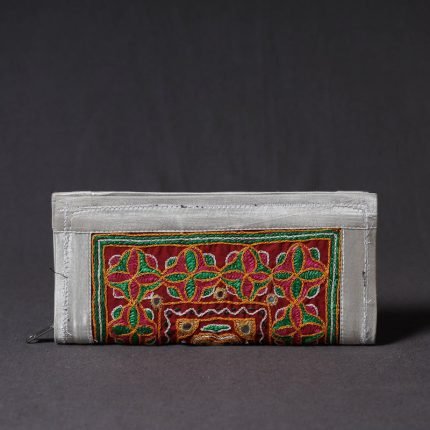 Mashru Silk Kutchi Ahir Embroidery Handmade Clutch Wallet