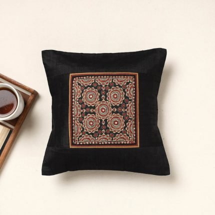 Kutch Pakko Hand Embroidery Silk Cushion Cover (12 x 12 in)