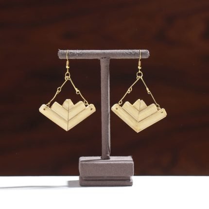 Handcrafted Inverted v Shaped Bamboo Earrings