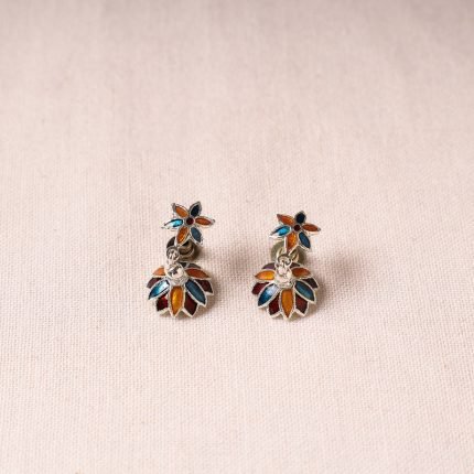 Handcrafted Paka Meenakari Jhumki Earrings