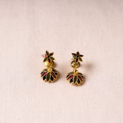 Handcrafted Paka Meenakari Jhumki Earrings