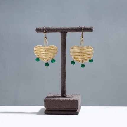 Handcrafted Heart Shaped Bamboo Earrings