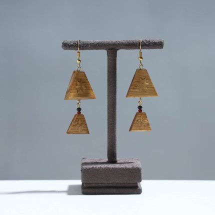 Handcrafted Double Triangle Shaped Bamboo Earrings