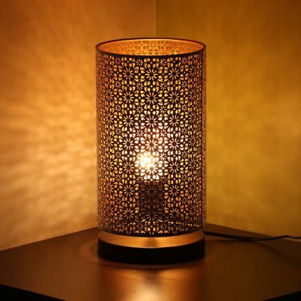 Hand Etched Iron Table Lamp (12 Inch | White)