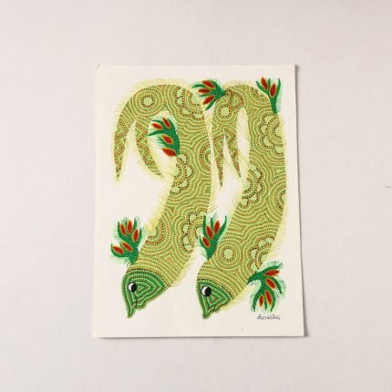 Hand-painted Bhil Pithora Painting by Geeta Bariya (15 x 11 in)