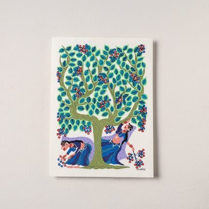 Hand-painted Bhil Pithora Painting by Geeta Bariya (15 x 11 in)