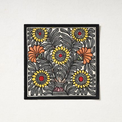 Hand-painted Madhubani Painting by Hira Devi (6.5x 6.5)