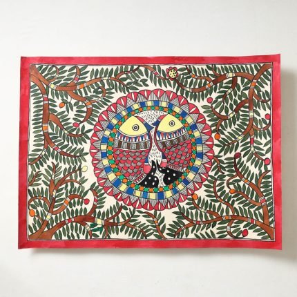 Hand-painted Madhubani Painting by Hira Devi (22 x 30 in)