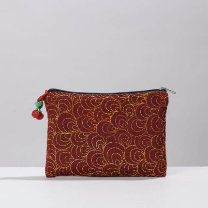 Kantha Work Cotton Cosmetic Pouch