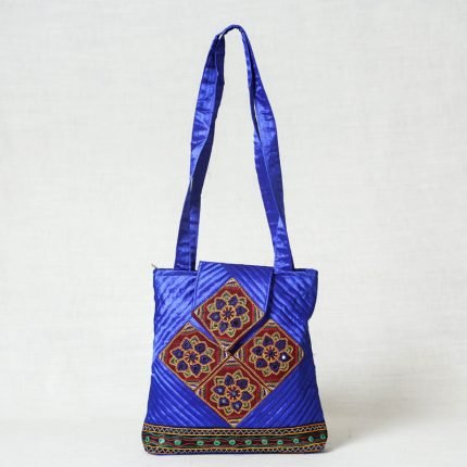 Kutchi Embroidery Mirror Work Mashru Silk Shoulder Bag