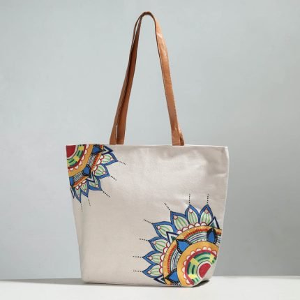Mandala Art - Hand-painted Canvas Cotton Shoulder Bag