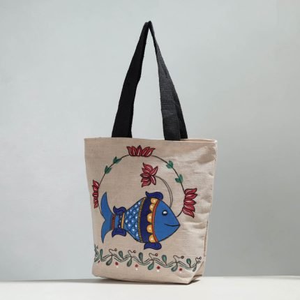 Madhubani Hand-painted Jute Cotton Shoulder Bag
