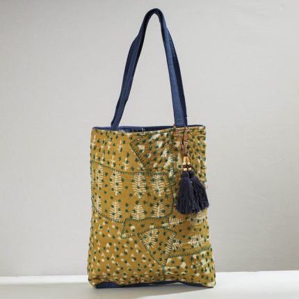 Printed Patchwork Shoulder Bag with Charm