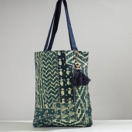 Printed Patchwork Shoulder Bag with Charm