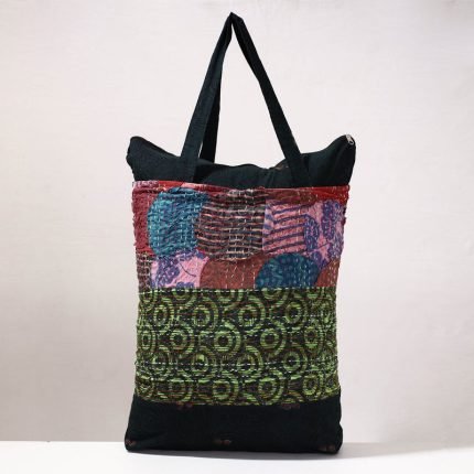Kantha Work Block Print Cotton Shopping Bag