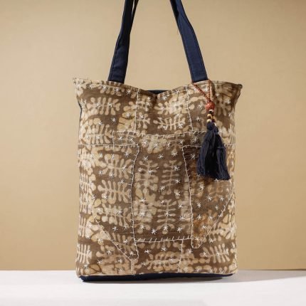 Printed Patchwork Shoulder Bag with Charm