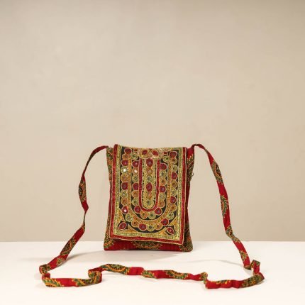 Kutch Ahir Embroidery Ajrakh Cotton Sling Bag