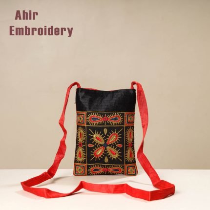 Kutch Ahir Embroidery Mashru Silk Sling Bag