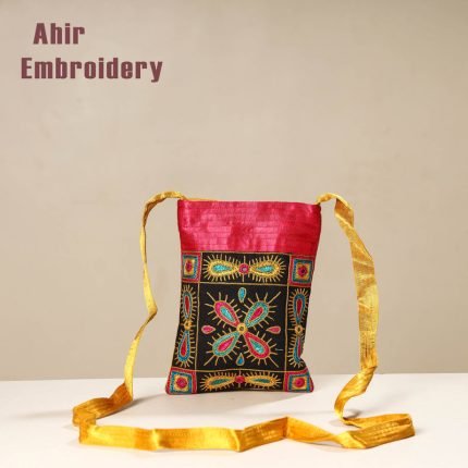 Kutch Ahir Embroidery Mashru Silk Sling Bag