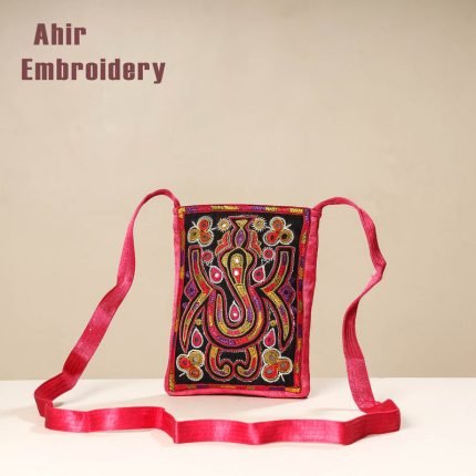 Kutch Ahir Embroidery Mashru Silk Sling Bag
