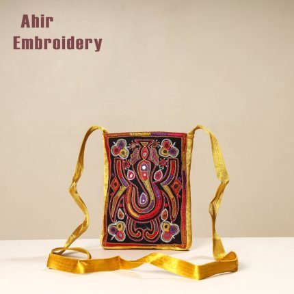 Kutch Ahir Embroidery Mashru Silk Sling Bag