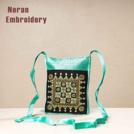Kutch Neran Embroidery Mashru Silk Sling Bag