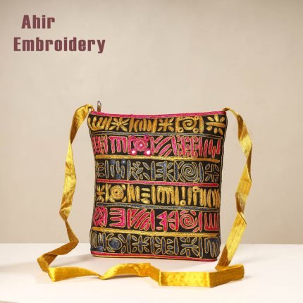 Kutch Ahir Embroidery Mashru Cotton Sling Bag
