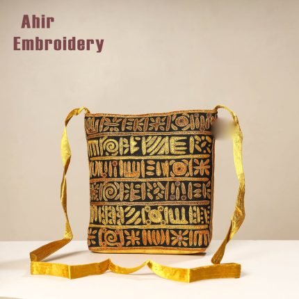 Kutch Ahir Embroidery Mashru Cotton Sling Bag