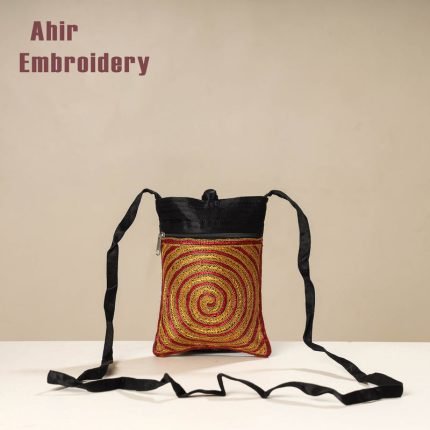 Kutch Ahir Embroidery Mashru Silk Sling Bag