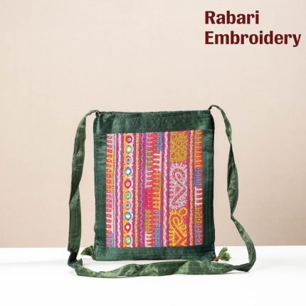 Kutch Rabari Hand Embroidery Mashru Silk Sling Bag