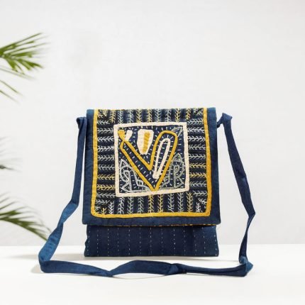 Kala Raksha Rabari Applique Hand Embroidered Cotton Sling Bag