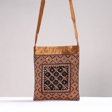 Kutch Neran Kharek Hand Embroidery Mashru Silk Sling Bag