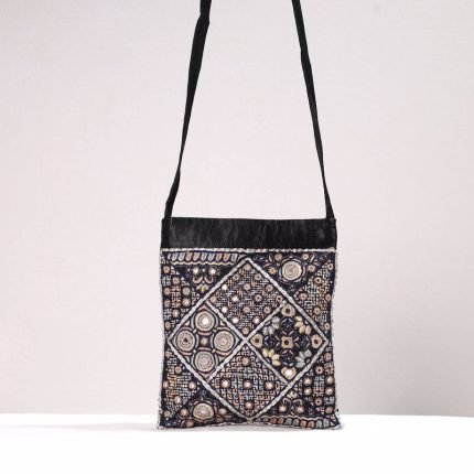 Kutch Abstract Hand Embroidery Mashru Silk Sling Bag
