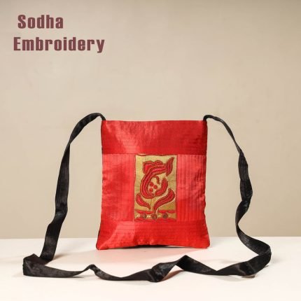 Kutch Sodha Embroidery Mashru Silk Sling Bag