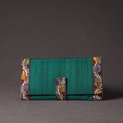 Handpainted Kalamkari Natural Dyed Ghicha Silk Clutch Wallet