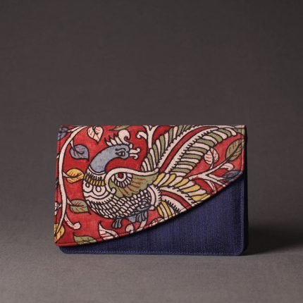 Handpainted Kalamkari Natural Dyed Ghicha Silk Clutch