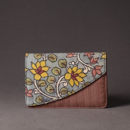 Handpainted Kalamkari Natural Dyed Ghicha Silk Clutch