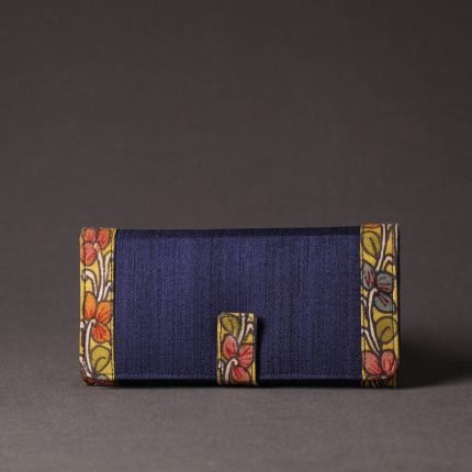 Handpainted Kalamkari Natural Dyed Ghicha Silk Clutch Wallet
