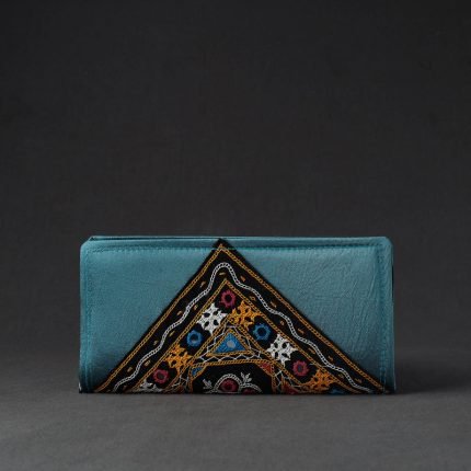 Kutch Embroidery Mirror Work Mashru Silk Clutch