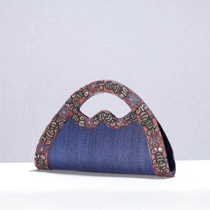 Handpainted Kalamkari Natural Dyed Ghicha Silk Hand Clutch Bag