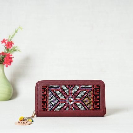 Handcrafted Embroidered Clutch Wallet with Keychain