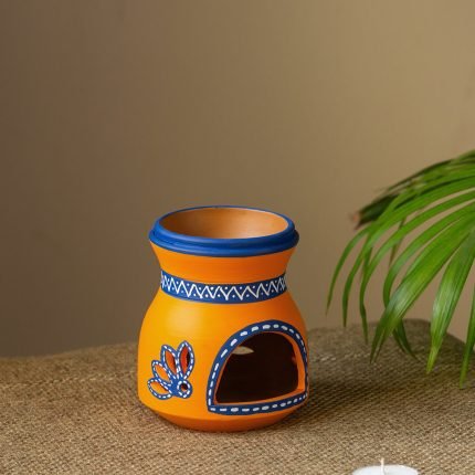 Hand-painted Aroma Diffuser In Terracotta (5 Inch | Orange)