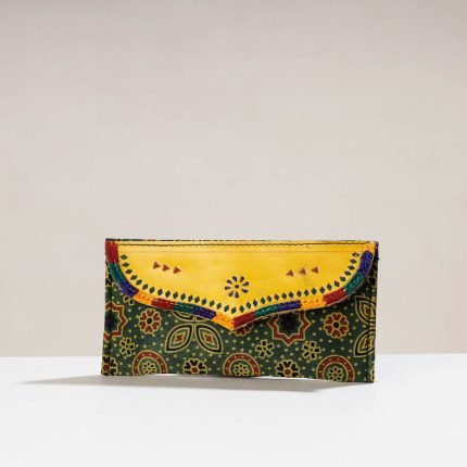 Handcrafted Kutch Embroidery Mashru Silk Leather Wallet