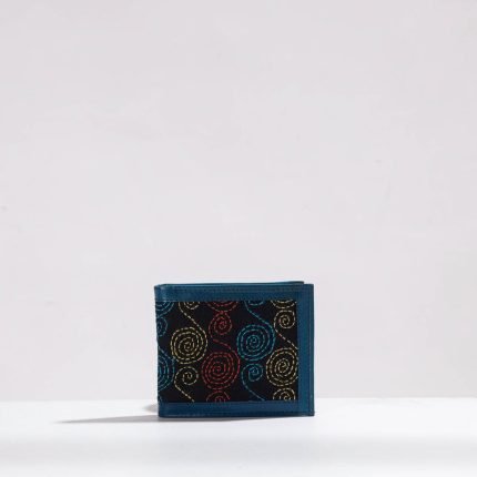 Handcrafted Kantha Embroidery Silk & Leather Unisex Wallet