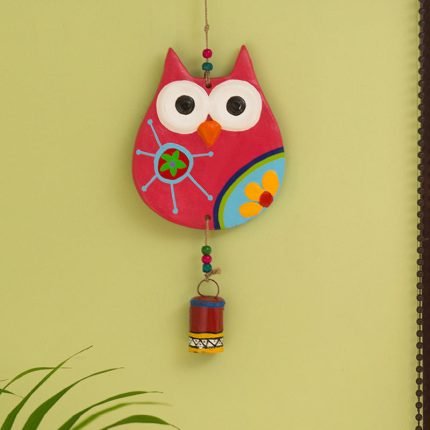 Hand-painted Terracotta Garden Wall Hanging Bell
