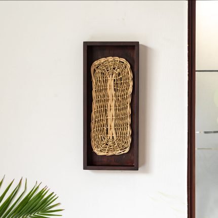 Handcrafted Wall Decor In Recycled Wood & Jute (14 Inch)