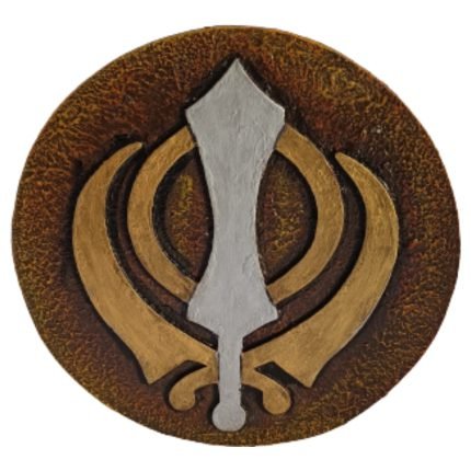 Hand-painted Khanda Sahib 3D Wall Hanging Wood Framed